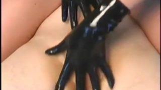 Latex handjob