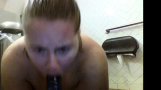 Chubby teen riding black dildo