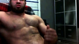 Hairy Muscle Hunk Cums