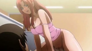 Redhead anime chick with huge tits