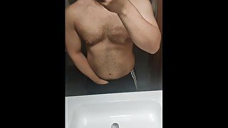 Bodybuilder has a hard on while flexing