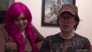 all-American sweetheart in lingerie takes a facial from a horny nerd