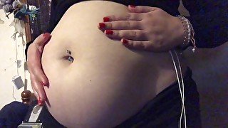 Swollen Belly Girl's Big Noisy Belly