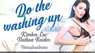 Kimber Lee,Nathan Raider in Do the washing-up - SexLikeReal Shemale