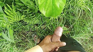 Big Cock Cumshot In Natural Garden, Outdoor Cumshot