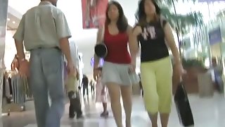 Supermarket voyeur follows a lot of skin showing chubby asian girls