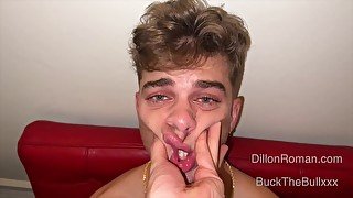 Faggot twink facefucked by hung verbal dom daddy