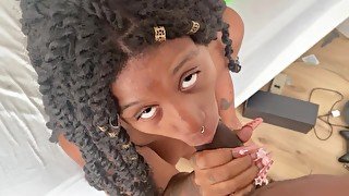 bbw ebony sucks cum out of bbc