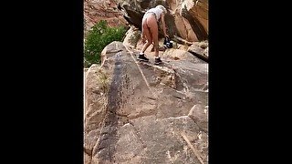 Petite blonde rock pee