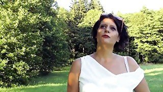 German MILF enjoys hard fuck and cum on big tits