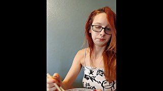 Eating food fetish petite demon