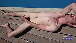 Aussies Larry &amp; Vance Mess Around Naked In The Pool Before Hariy Arsed &amp; Uncut Larry Shoots A Load