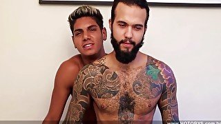 Tattooed Latino Barefucked By Younger Latino