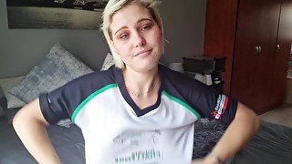 Pale bob haircut blonde humiliating and dissing the viewer with a small dick