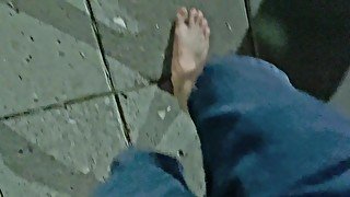 Walking 1 km Barefoot, Soiling My Feet, and Displaying My Dirty and Sexy Soles