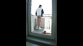 SMOKING AND JERKING OFF IN FRONT OF THE WINDOW