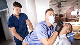 Threesome doctor anal fucking scene in HD