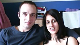 That horny white guy wants to fuck his petite Desi GF on cam