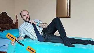 Hairy Businessman Striptease, Fingering Big Ass, Jerk Off and Cum by Louis Ferdinando (Full Video)