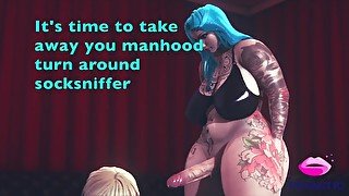 Futa Goth step-sister fucks her step-brother for smelling her socks