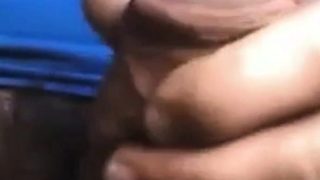 Dad stroking his thick uncut cock on cam (no cum)