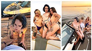 Boat Real Public Sex - 4 girls photoshoot - Hot Sex with 18 Year Cute Girl - Darcy Dark & Bella Mur