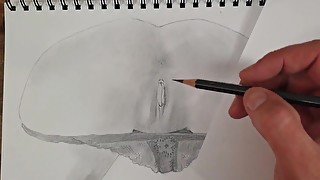 Drawing a vagina and panties porn art video number 2