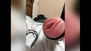 TEEN LICKS AND CUM IN FLESHLIGHT!! FOLLOW MY ONLYFANS!