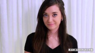 Brunette angel fucks on casting couch