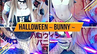 【ライブチャット配信動画　ハロウィン　バニー　コスプレ】バニーちゃんから下着姿に　M字開脚　電マ　遠隔バイブ