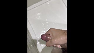 German college student cums in hotel shower