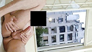 Risky masturbation flashing at open window front neighborhood 3