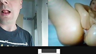 White Step daddy cum for a girl on chatrulette (spy video)