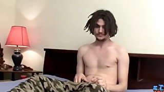 Big dicked thug plays with his dick and sprays cum solo