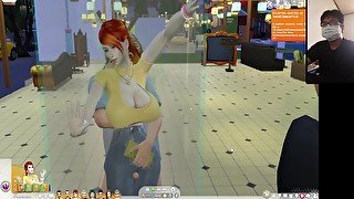 The Sims 4:10 people flirting in the transparent shower foreplay - Part 1