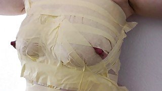 Taped tits and real hard whipping