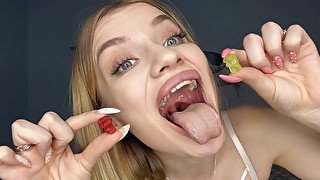 I swallow gummy bears with my mouth open