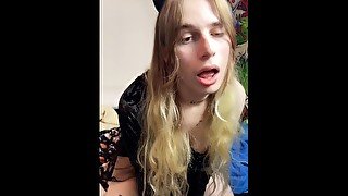 Horny Trans Cat Girl Rides Big Dildo Part 2