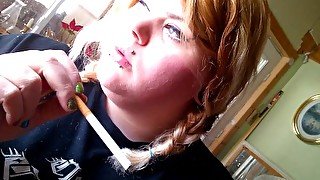 double braided blonde smoking