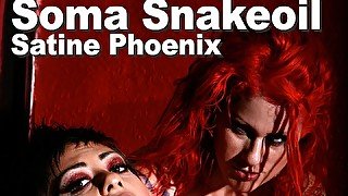 Soma Snakeoil & Satine Phoenix lesbian BDSM cunnilingus toys