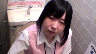 Asian teen pees in toilet