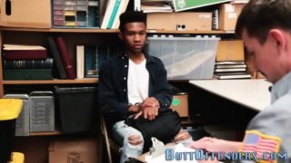 Ebony teen thief jizzed