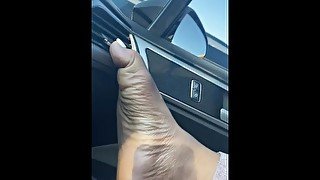 Public Flexing Foot on Dash