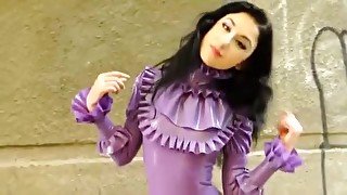 Horny homemade Latex, Solo Girl sex clip