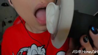 HoneyGirl Closeup ASMR Earlicking