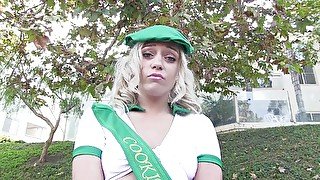 Girls scout wants no cash but a big cum load