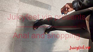 Amazing young MILF in shopping center: footjobs and anal