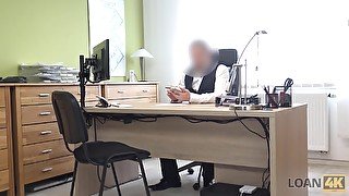 LOAN4K. Porn actress tight pussy is nailed by moneylender in his office