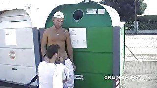 Sportive boy fucked in exhib outdoor