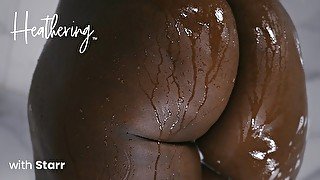 Ebony Steamy Shower Playing with Pink Wet Pussy